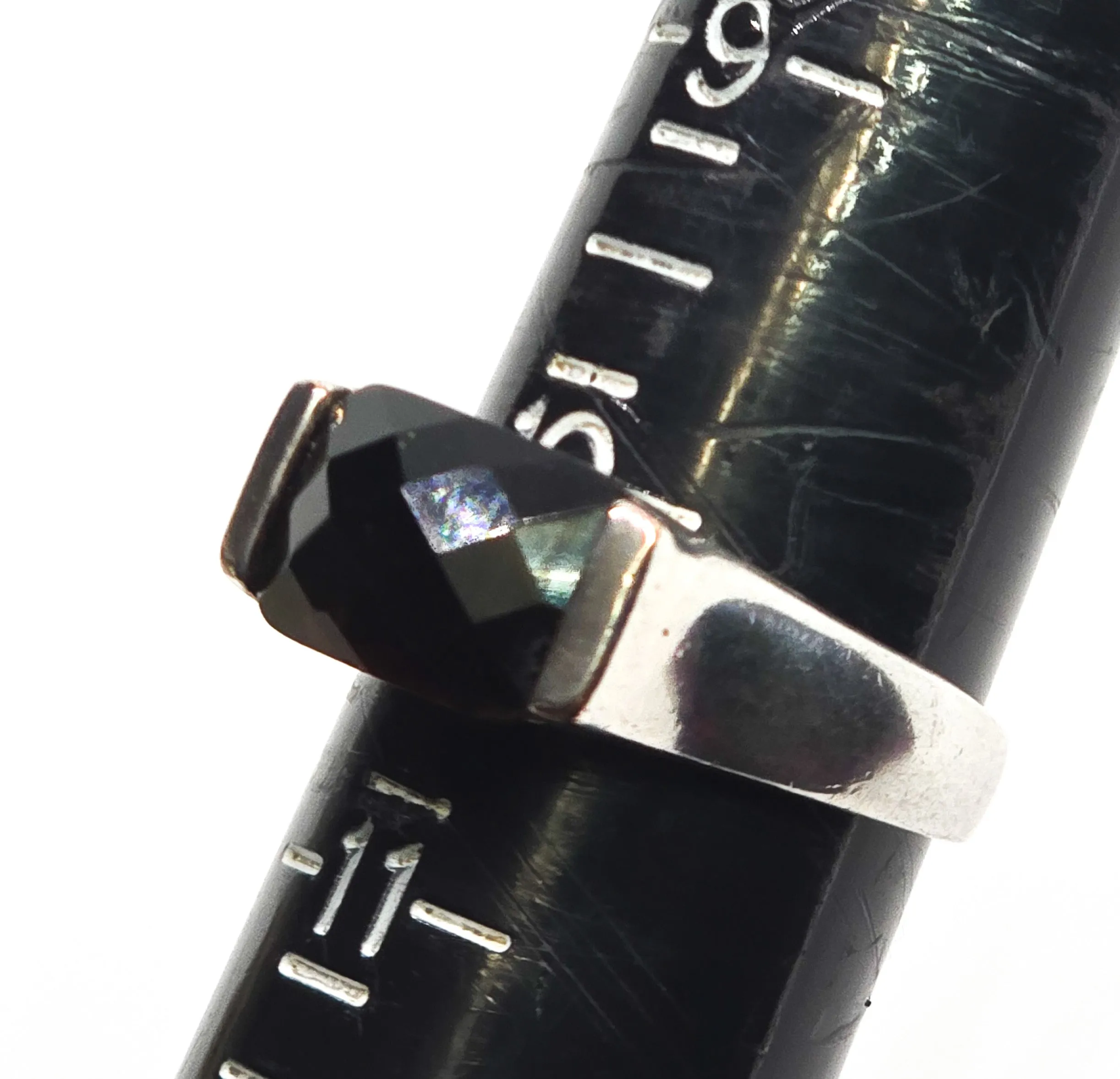 Smoky Quartz Faceted modernist synthetic gemstone vintage sterling silver ring size 10