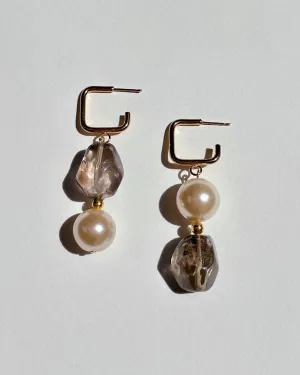 Smoky Quartz Pearl Earrings