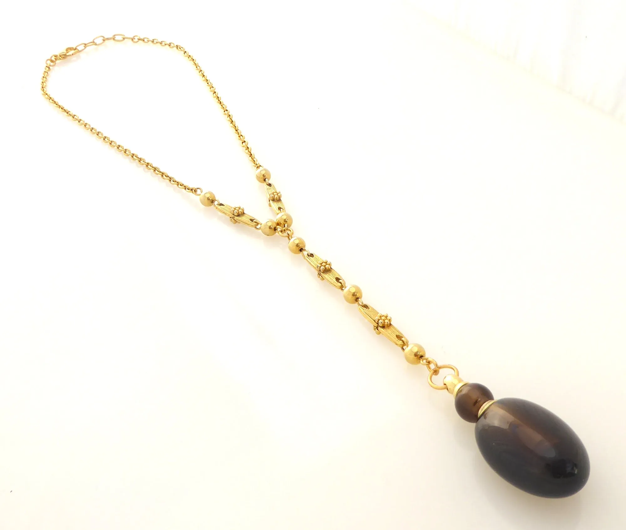 Smoky quartz vial necklace