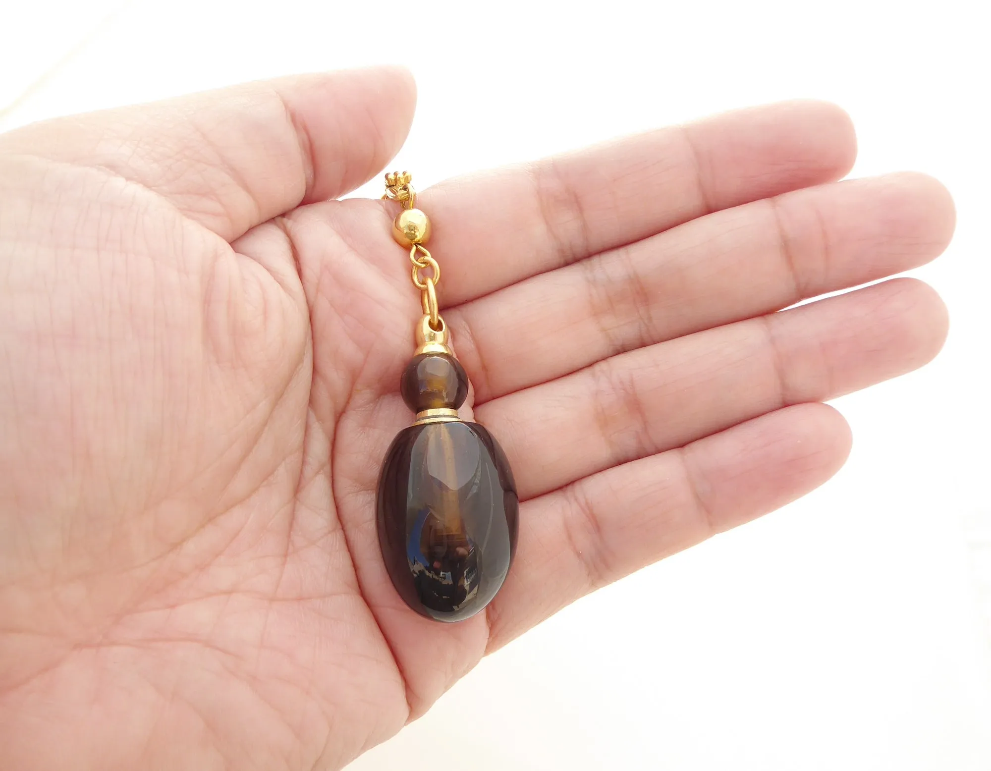Smoky quartz vial necklace