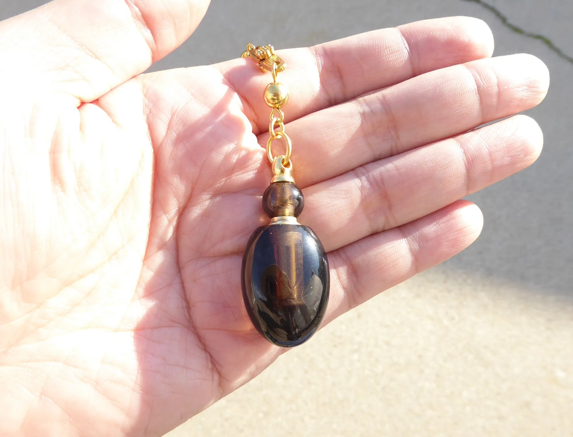 Smoky quartz vial necklace