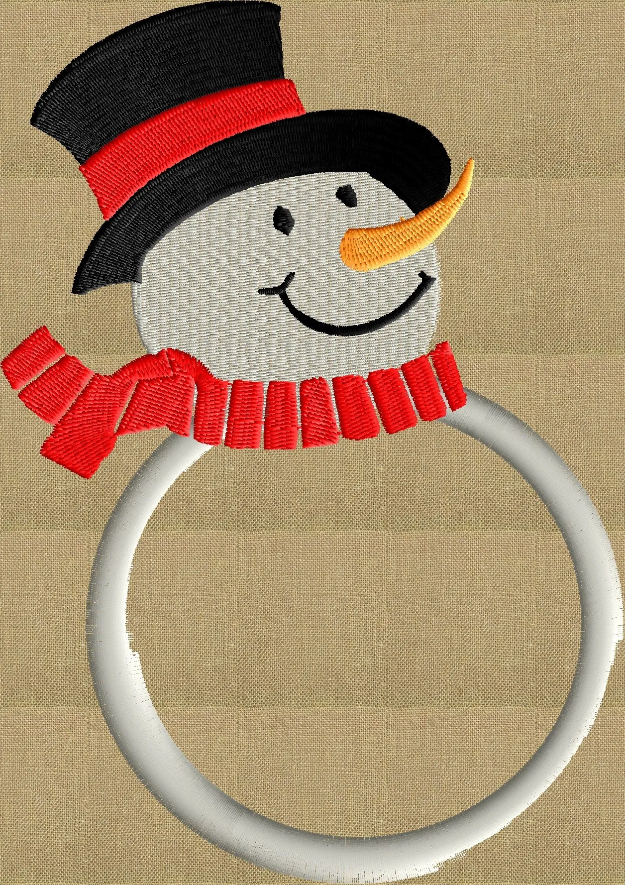 Snowman Font Frame Monogram Embroidery Design File