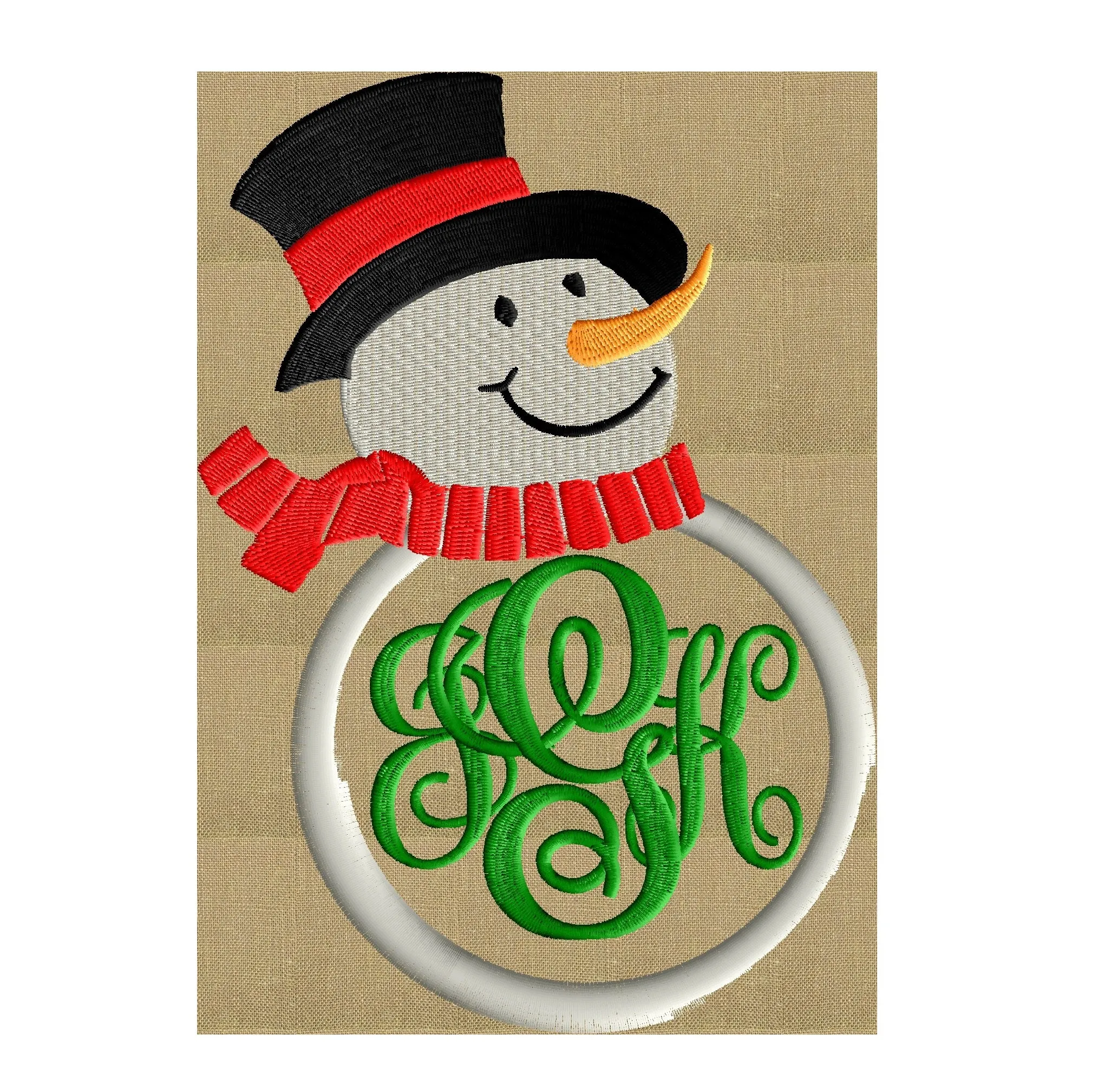 Snowman Font Frame Monogram Embroidery Design File