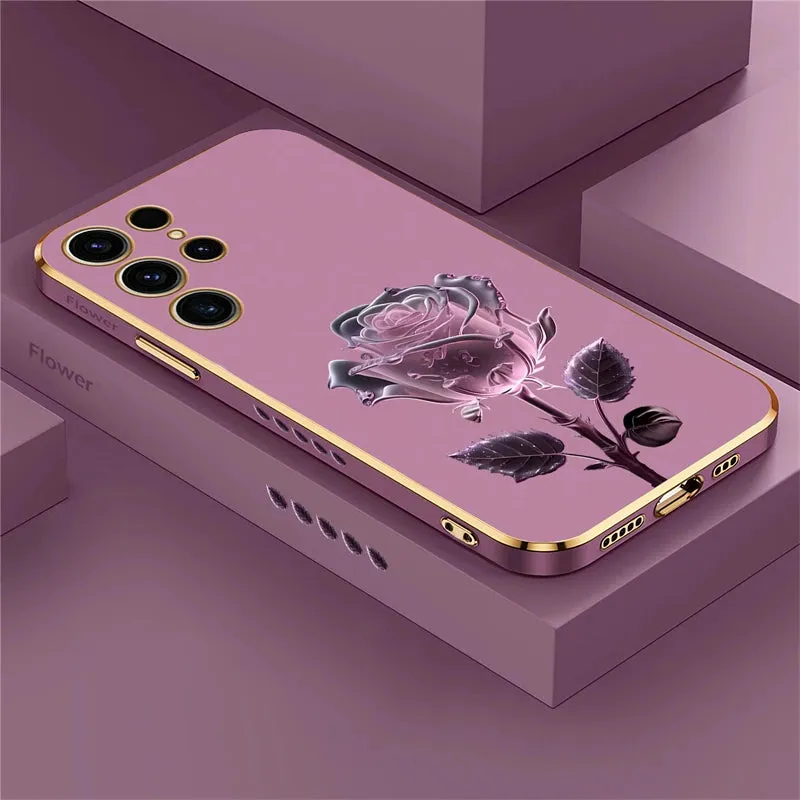 Soft Silicone Luxury Rose Flower Shockproof Case For Samsung Galaxy