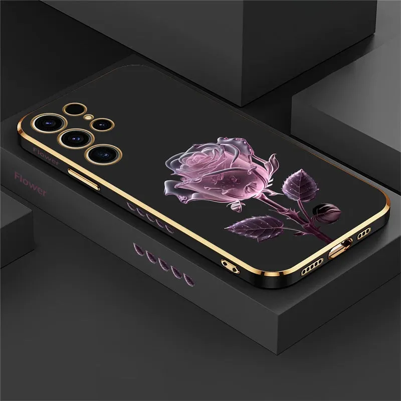 Soft Silicone Luxury Rose Flower Shockproof Case For Samsung Galaxy