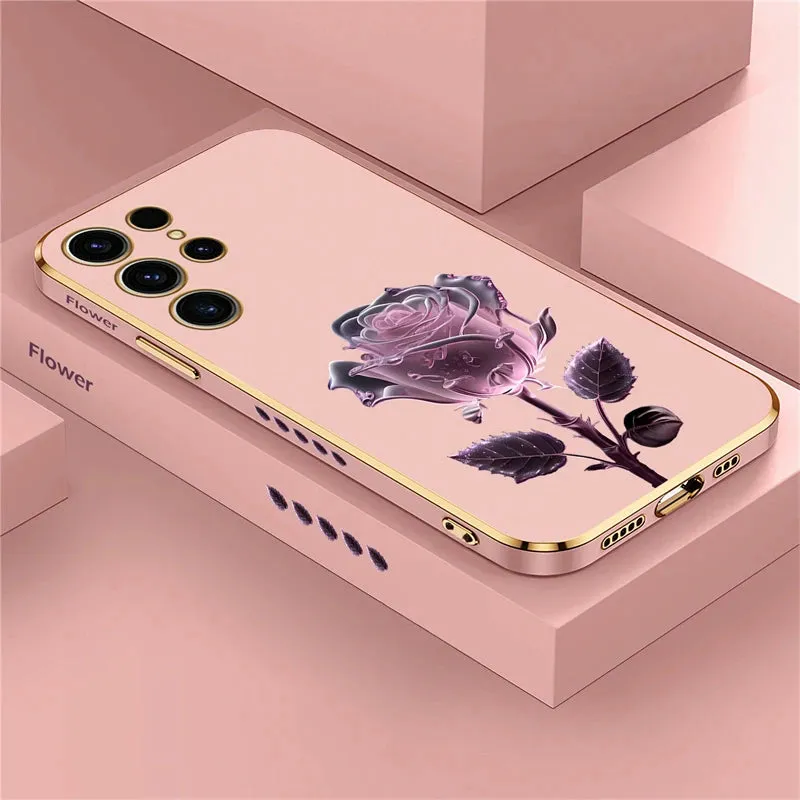 Soft Silicone Luxury Rose Flower Shockproof Case For Samsung Galaxy