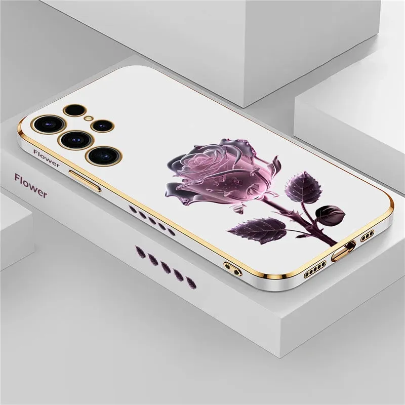 Soft Silicone Luxury Rose Flower Shockproof Case For Samsung Galaxy