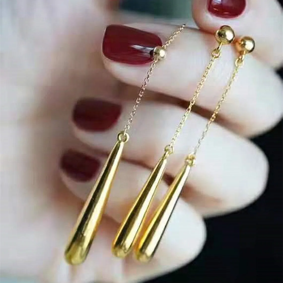 Solid Gold Water Drop Shape Earrings