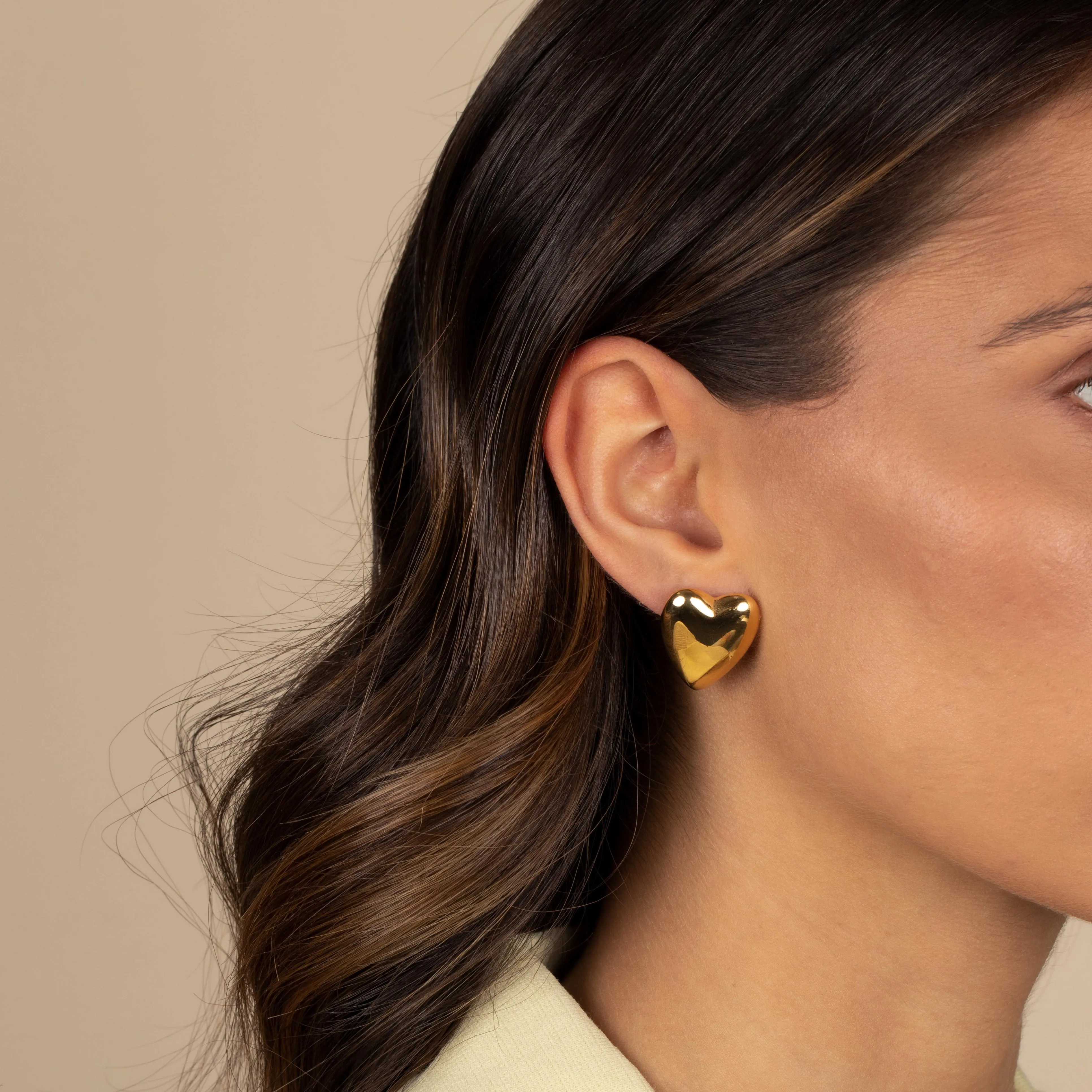 Solid Puffy Heart Stud Earring