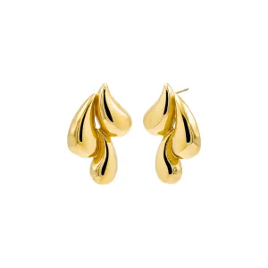 Solid Triple Puffy Teardrop Stud Earring