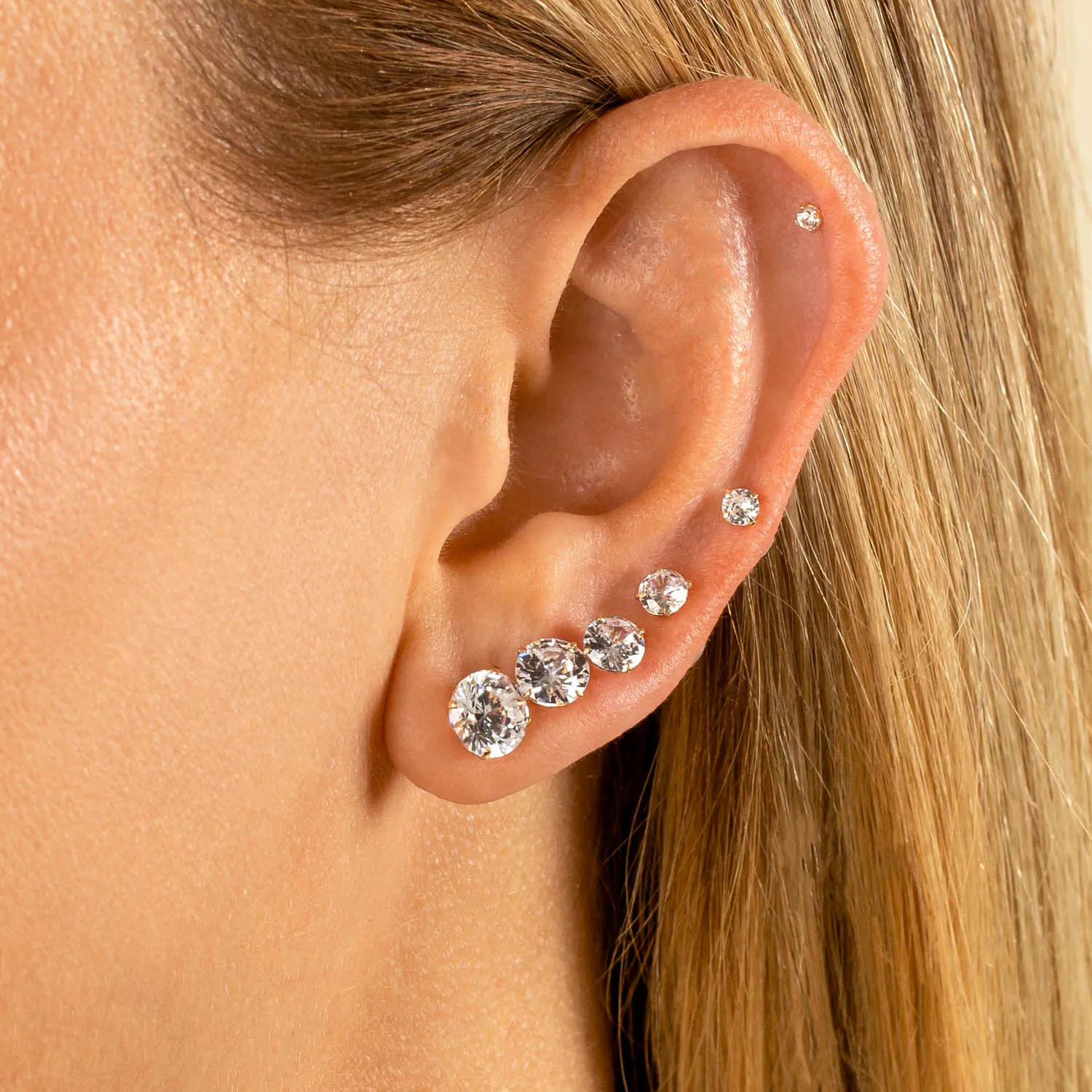 Solitaire Stud Earring 14K