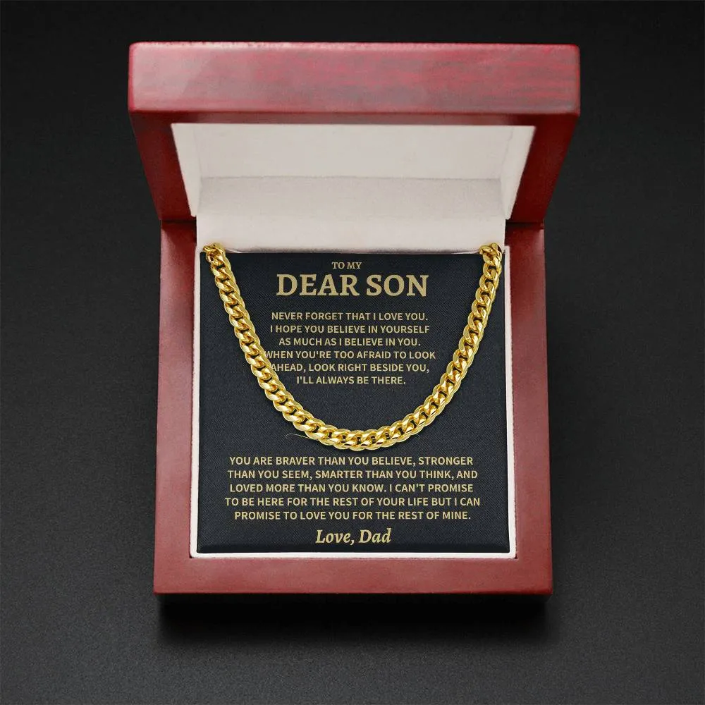 Son Gift, From Dad, "Believe In Yourself"-Cuban Chain Necklace