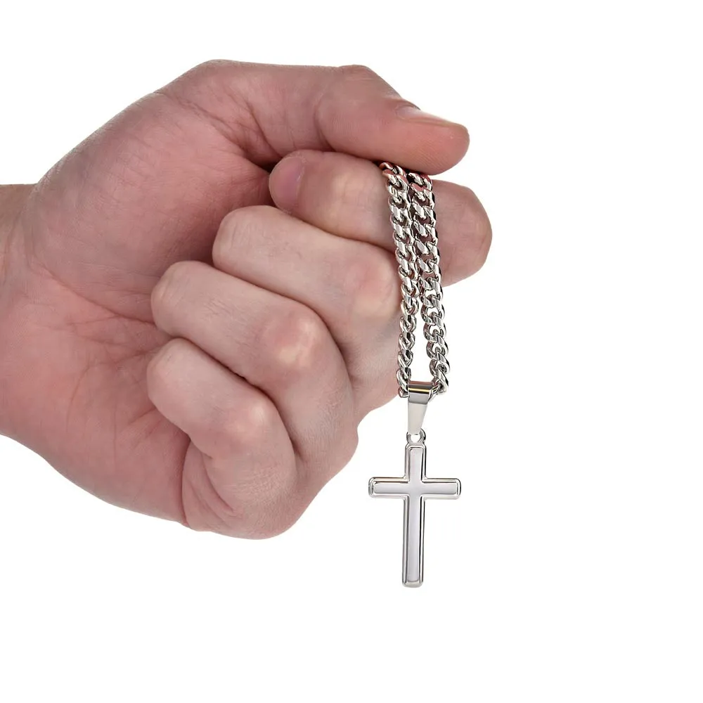 Son Gift From Mom, "Beautiful Chapters", Cuban Chain Artisan Cross Necklace