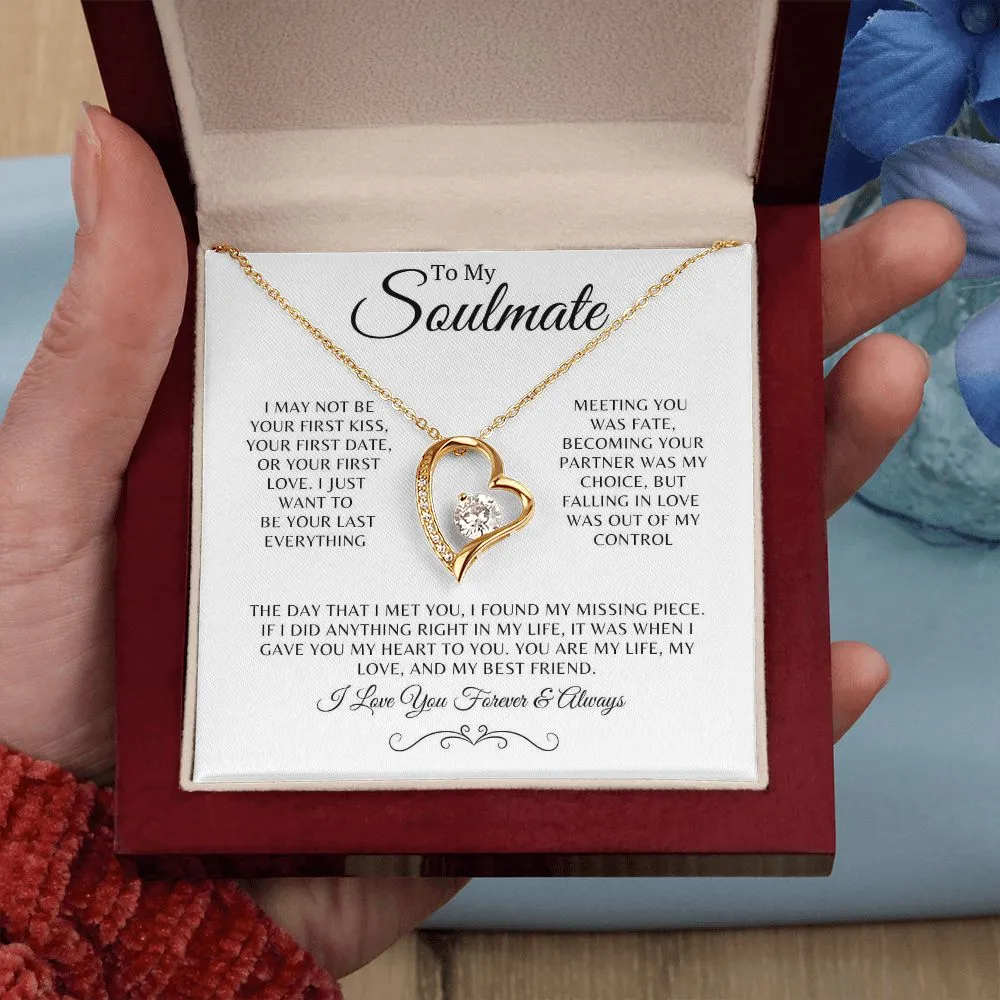 Soulmate Gift for Wife or Girlfriend, Fiance, 5th Anniversary Gift for Her, 14k White Gold Necklace