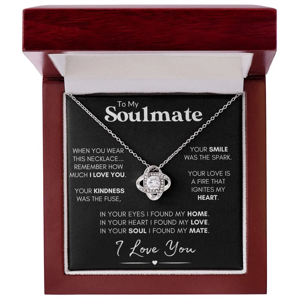 Soulmate Love Knot Necklace, Custom Gift With Poem Card, Valentine or Anniversary Gift for Her - "Found My Soulmate"