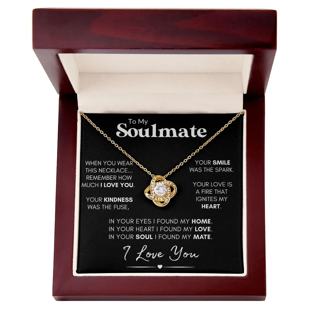 Soulmate Love Knot Necklace, Custom Gift With Poem Card, Valentine or Anniversary Gift for Her - "Found My Soulmate"