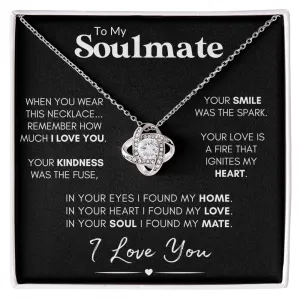 Soulmate Love Knot Necklace, Custom Gift With Poem Card, Valentine or Anniversary Gift for Her - "Found My Soulmate"