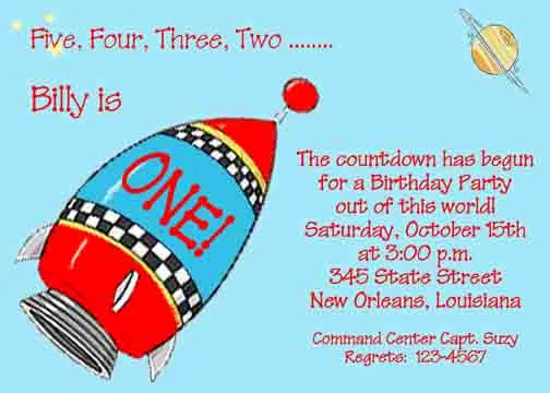 SPACE ROCKET CUSTOM INVITATION