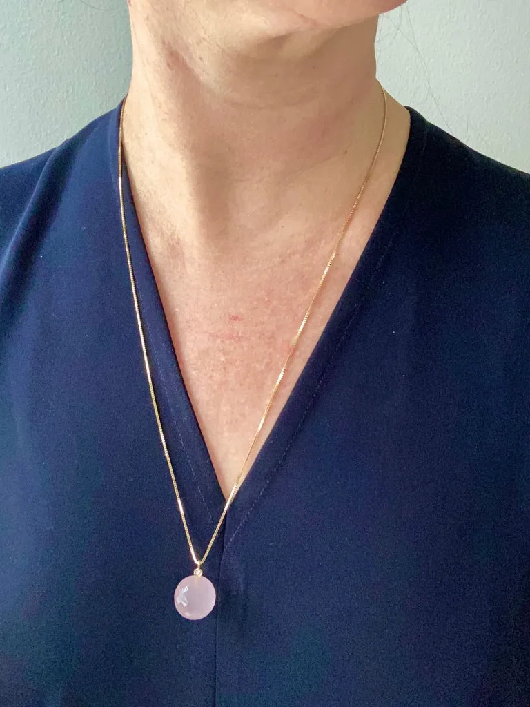 Sparkling! Rose quartz faceted orb pendant necklace set in 18k gold with 0.05 ct brilliant cut diamond by Ole Lynggaard