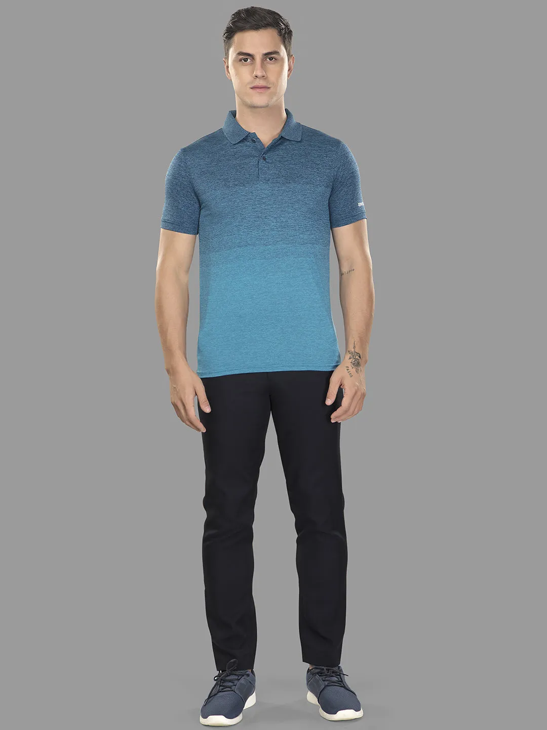 Sport Sun Stripe Polo Blue T Shirt