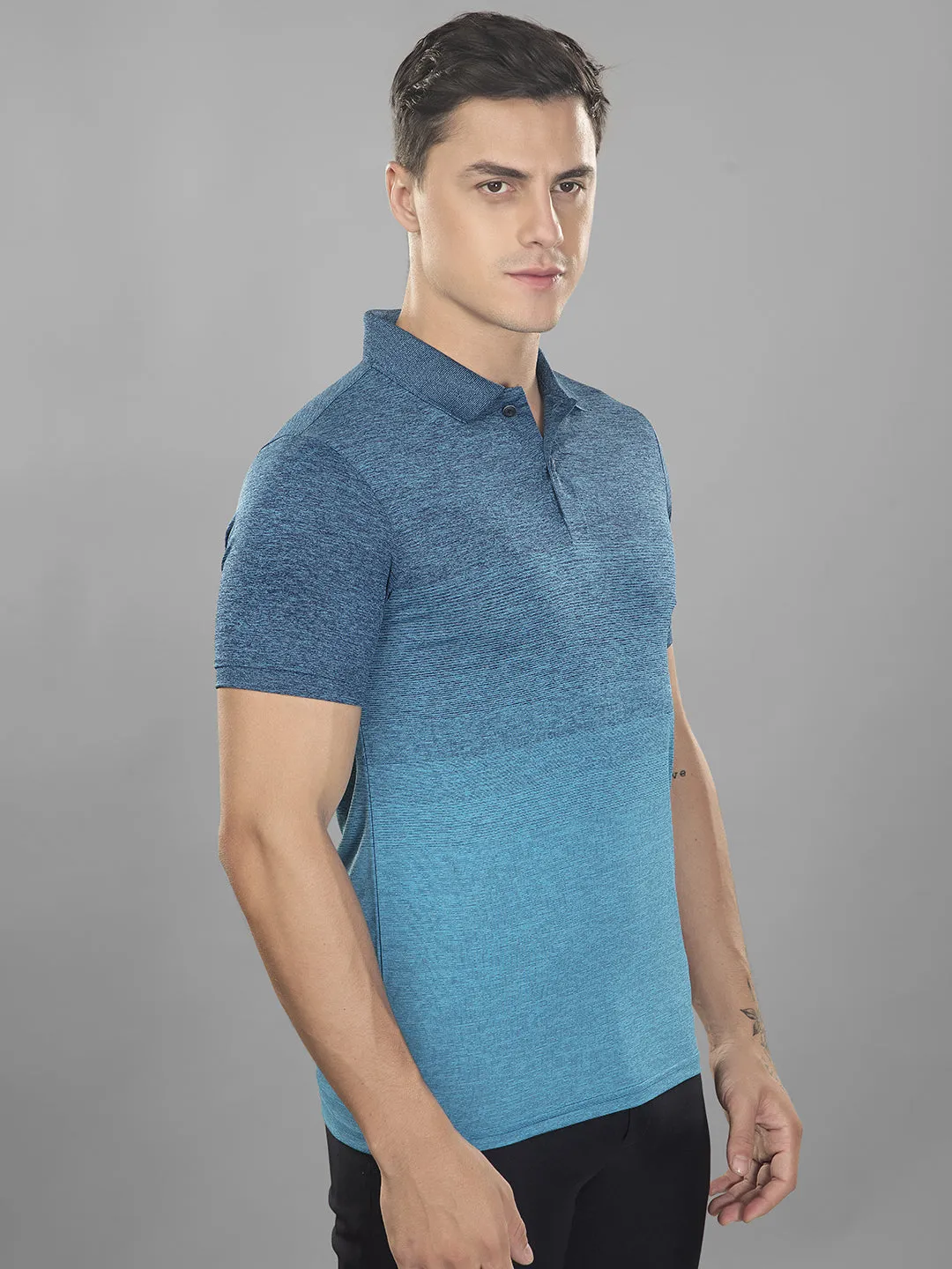 Sport Sun Stripe Polo Blue T Shirt