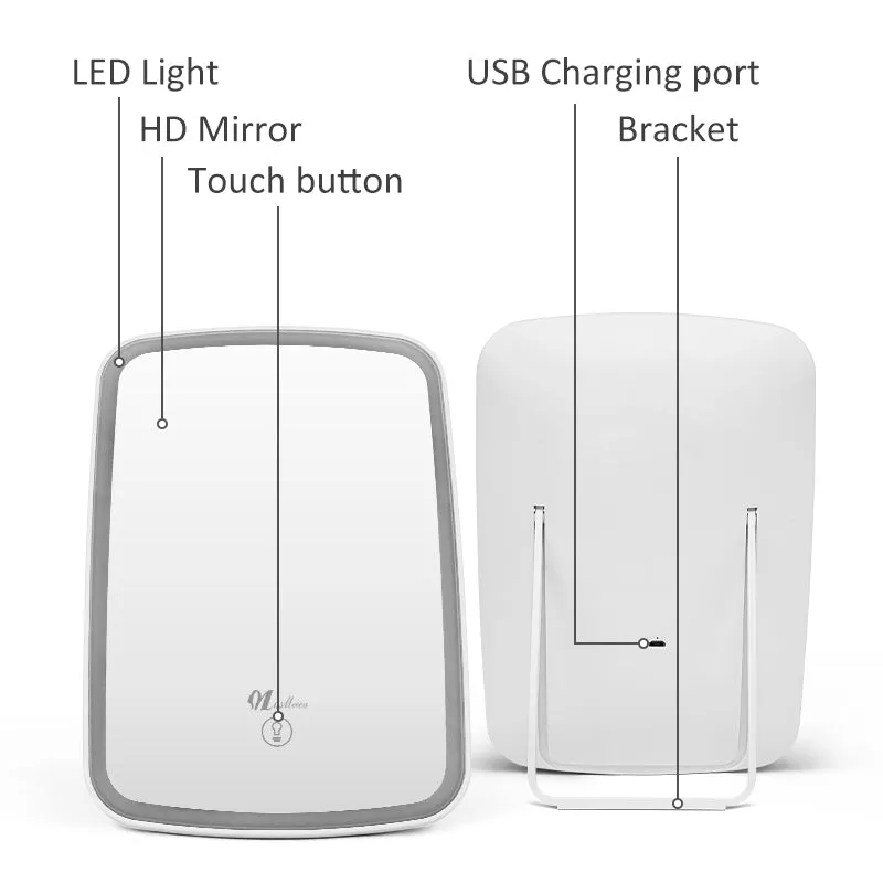 Square Professional Rechargeable Cosmetic Make Up Mirror Travel Portable Luxury Custom Shenzhen Led Makeup Mirror