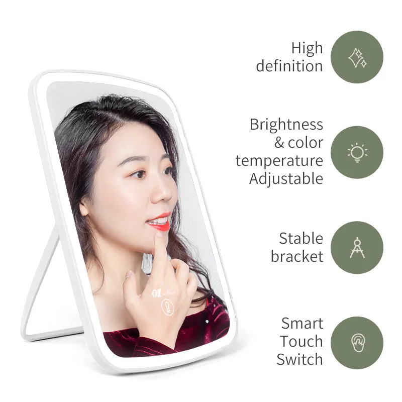 Square Professional Rechargeable Cosmetic Make Up Mirror Travel Portable Luxury Custom Shenzhen Led Makeup Mirror