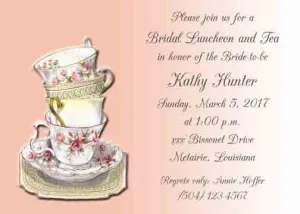 STACKED VINTAGE TEA CUPS CUSTOM INVITATION