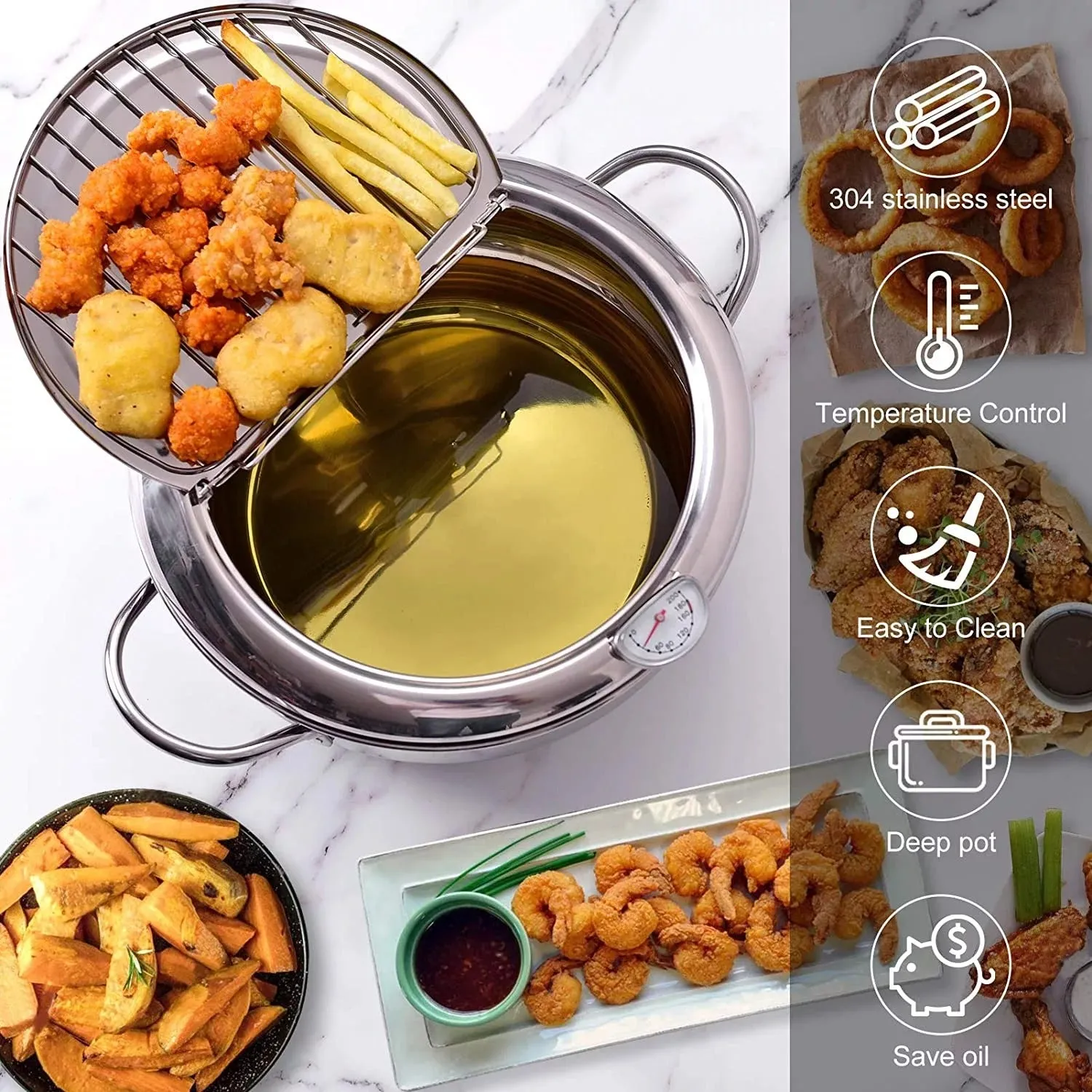 STAINLESS STEEL DEEP FRYING POT