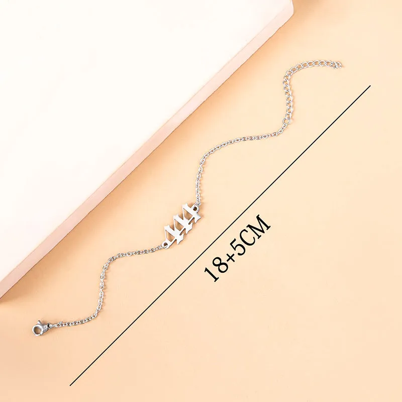 Stainless Steel Number 444 Chain Bracelets For Women