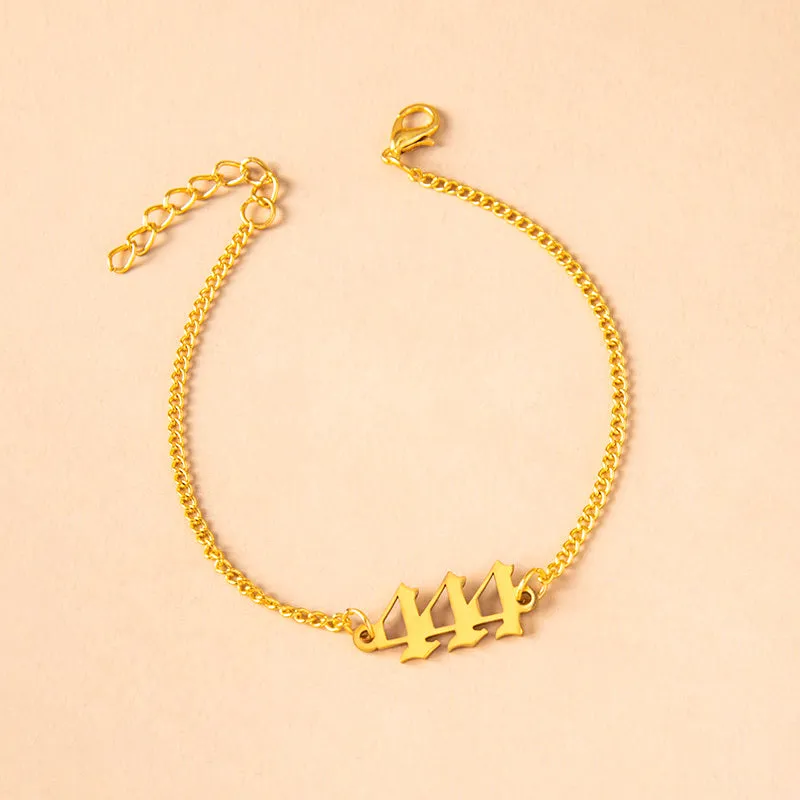 Stainless Steel Number 444 Chain Bracelets For Women