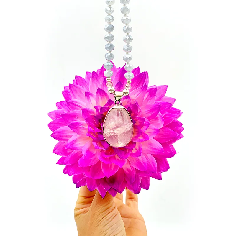 Star Rose Quartz with Light Blue Glass - Light Collection