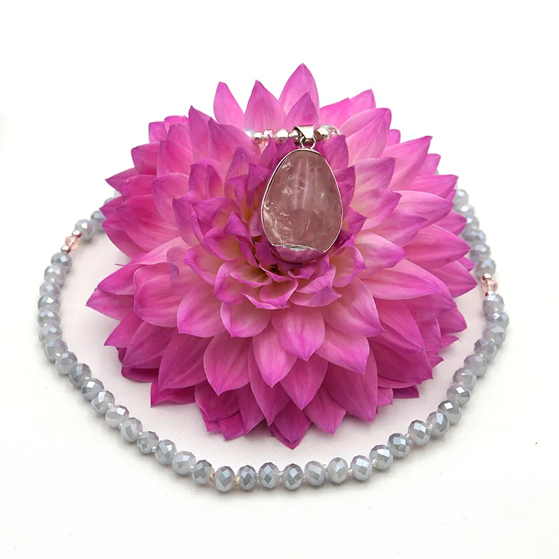 Star Rose Quartz with Light Blue Glass - Light Collection