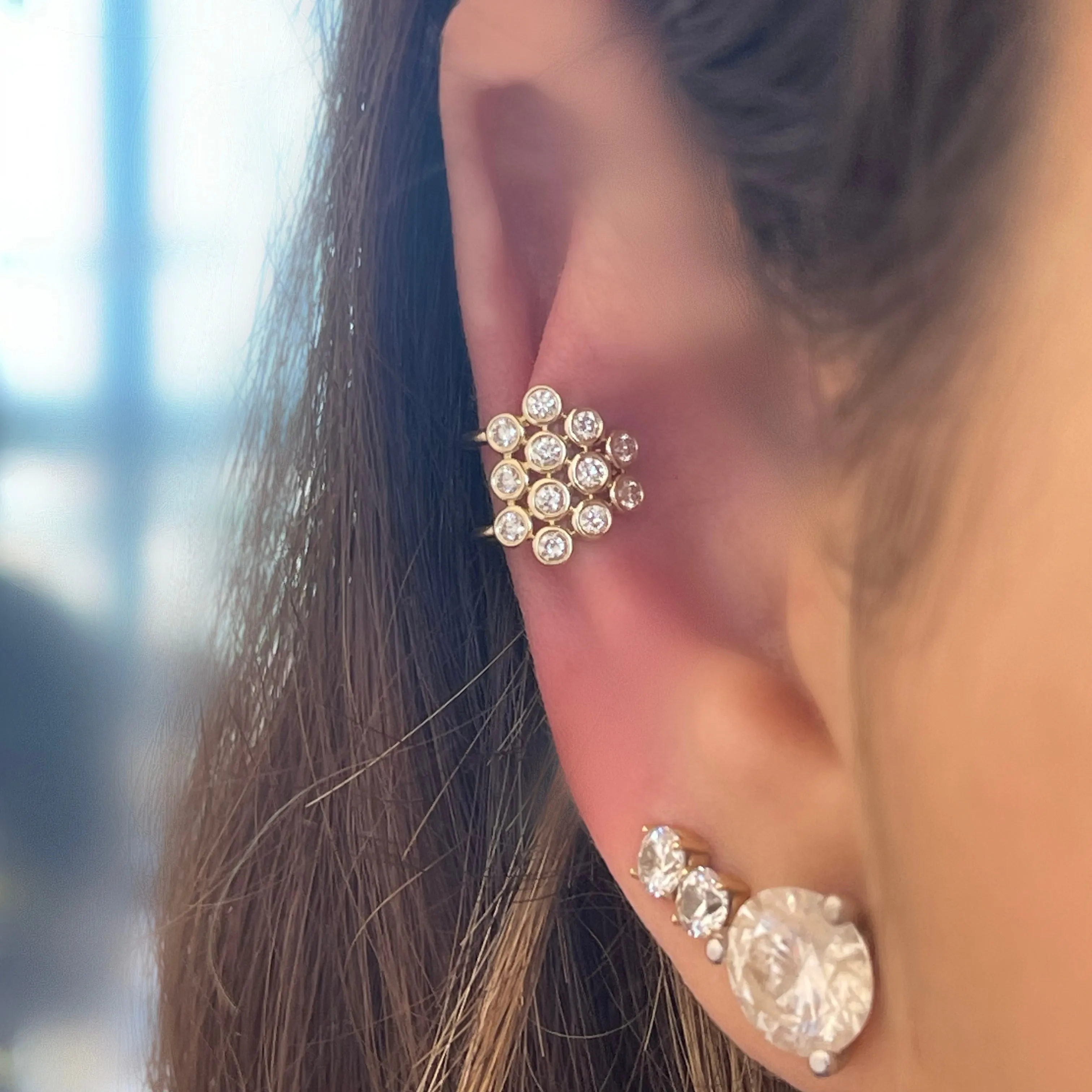 Statement Multi-Bezel Diamond Ear Cuff