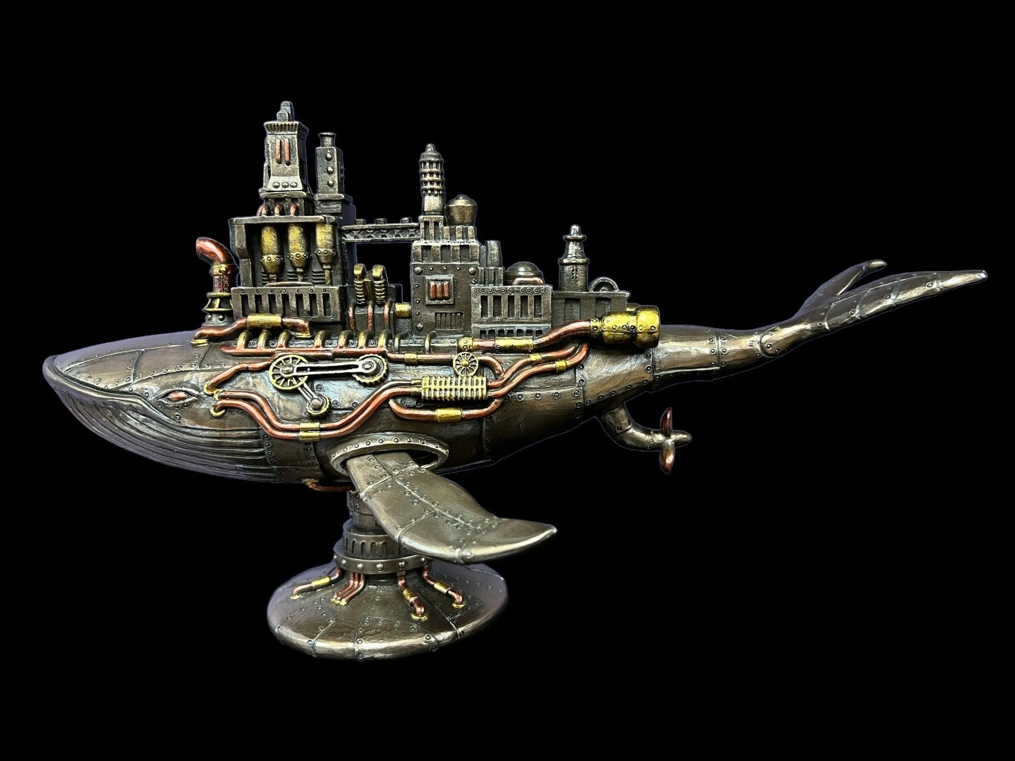 Steampunk Fifty-Two Hertz Galactic Colony Whale Statue by Veronese Design