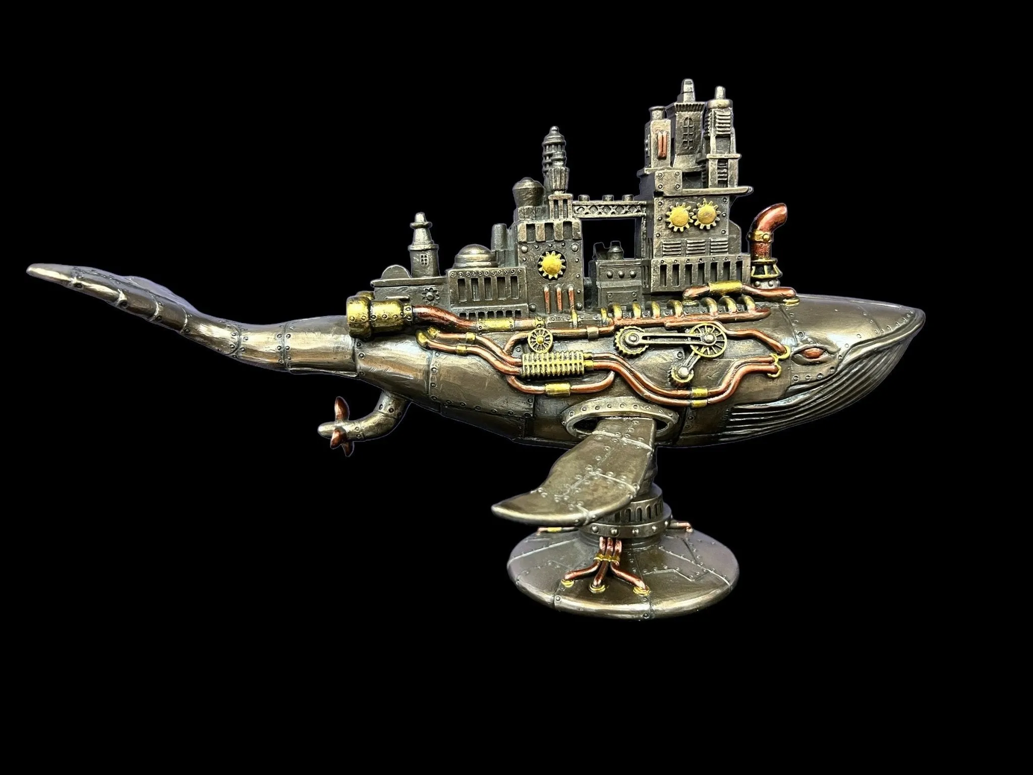 Steampunk Fifty-Two Hertz Galactic Colony Whale Statue by Veronese Design