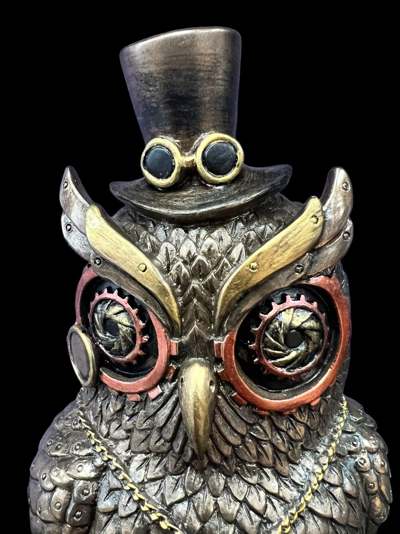 Steampunk Mechanical Owl Standing on Books Statue - Veronese Design