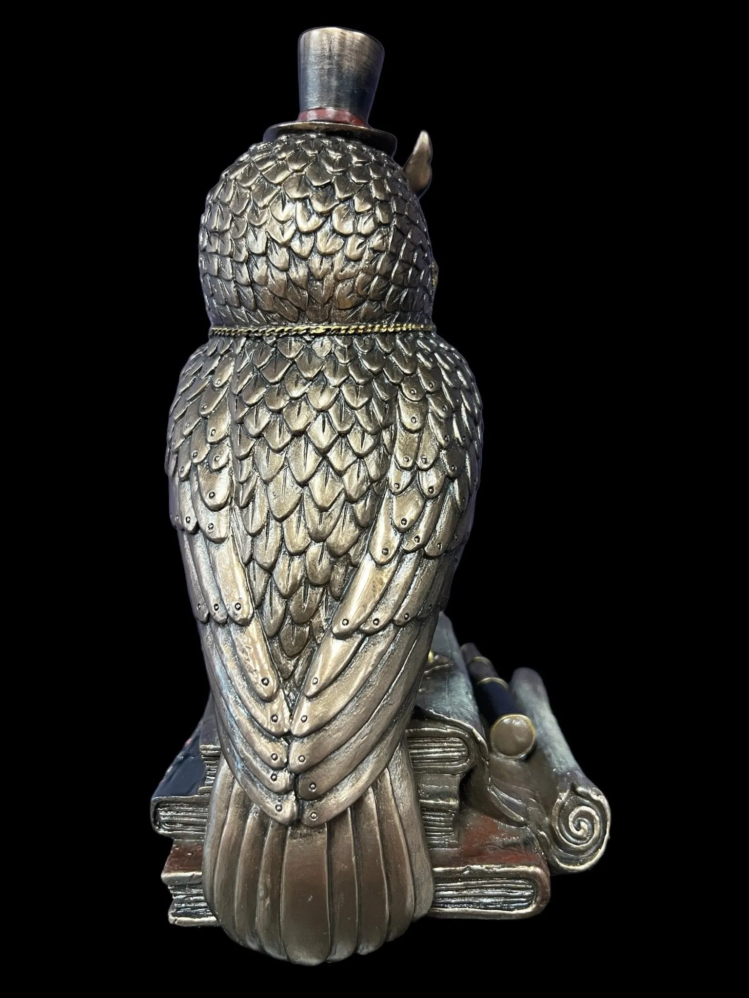 Steampunk Mechanical Owl Standing on Books Statue - Veronese Design