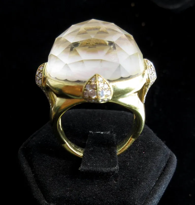 STEPHEN WEBSTER  Diamond Ring 18 Karat White Gold Mother of Pearl Size 7