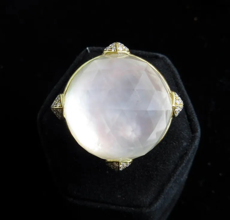 STEPHEN WEBSTER  Diamond Ring 18 Karat White Gold Mother of Pearl Size 7