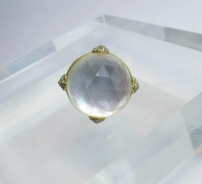 STEPHEN WEBSTER  Diamond Ring 18 Karat White Gold Mother of Pearl Size 7