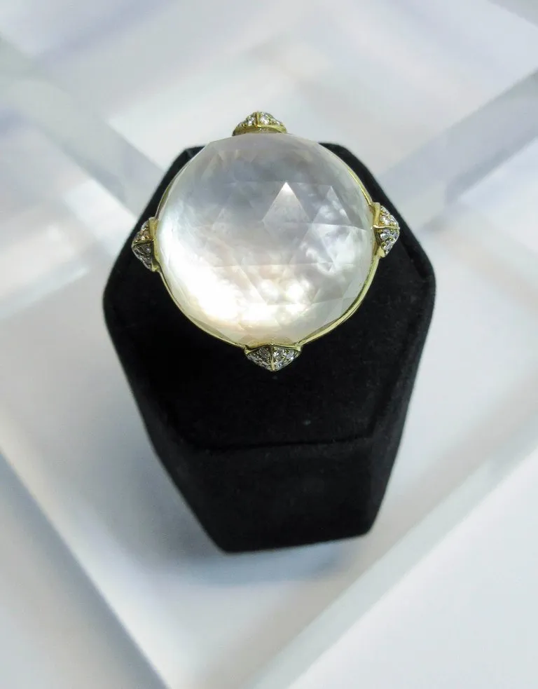 STEPHEN WEBSTER  Diamond Ring 18 Karat White Gold Mother of Pearl Size 7
