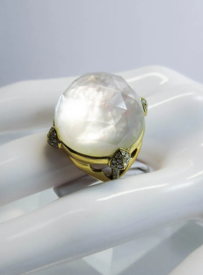 STEPHEN WEBSTER  Diamond Ring 18 Karat White Gold Mother of Pearl Size 7