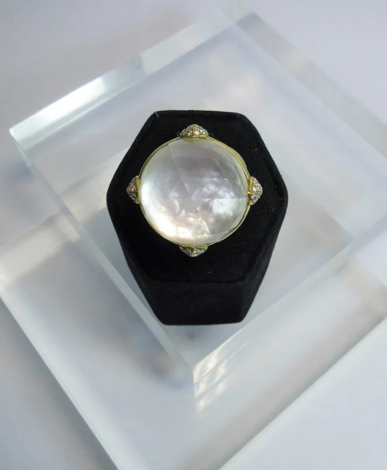 STEPHEN WEBSTER  Diamond Ring 18 Karat White Gold Mother of Pearl Size 7