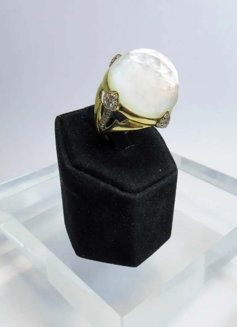 STEPHEN WEBSTER  Diamond Ring 18 Karat White Gold Mother of Pearl Size 7