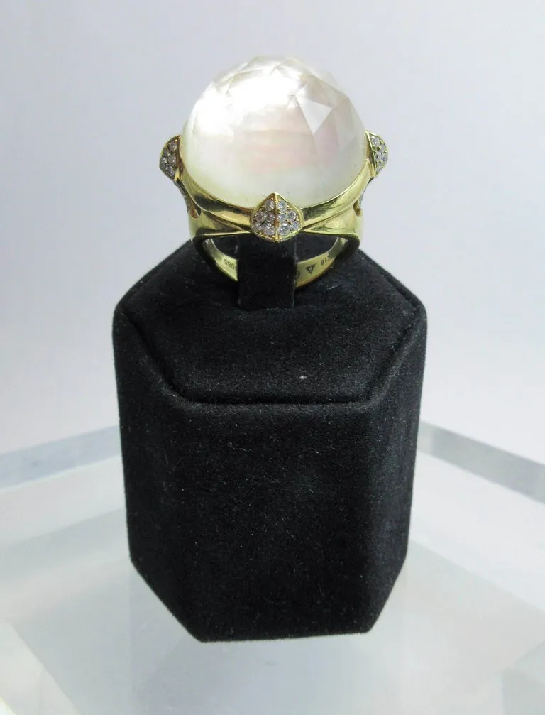 STEPHEN WEBSTER  Diamond Ring 18 Karat White Gold Mother of Pearl Size 7