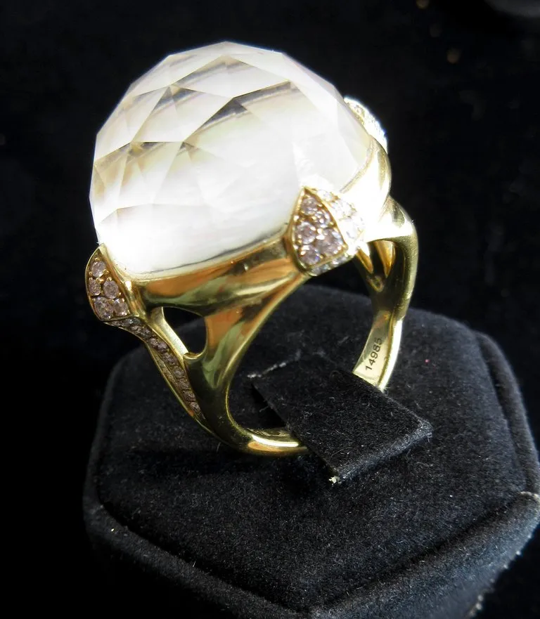 STEPHEN WEBSTER  Diamond Ring 18 Karat White Gold Mother of Pearl Size 7