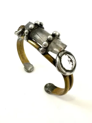 Sterling Silver & Brass Smokey Quartz Cuff