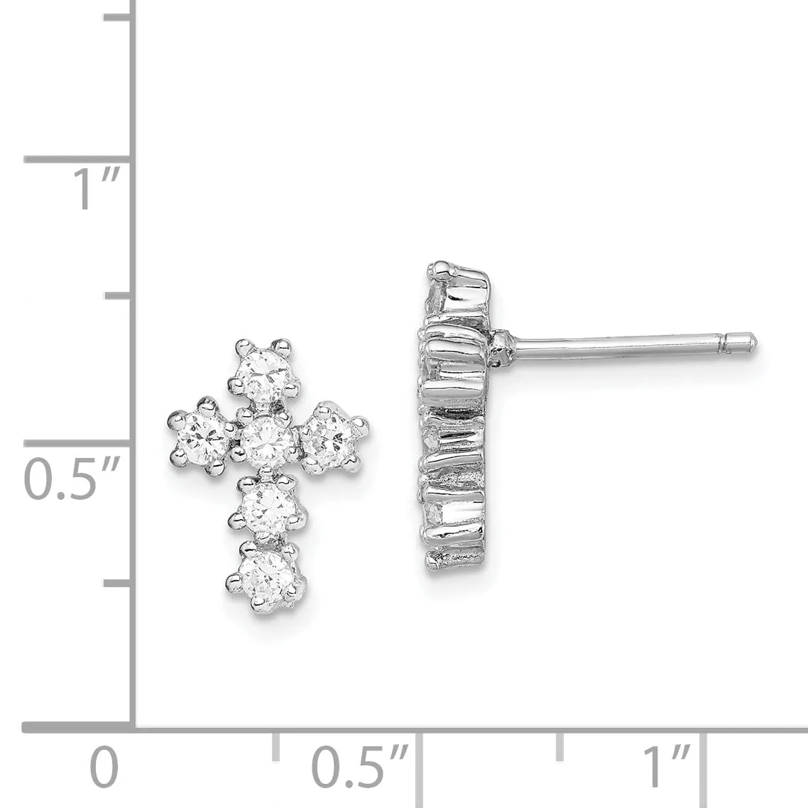 Sterling Silver C.Z Diamond Cross Post Earrings