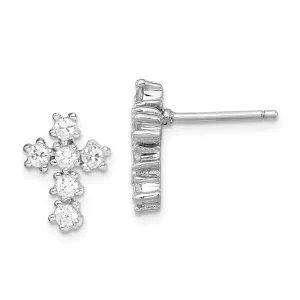 Sterling Silver C.Z Diamond Cross Post Earrings